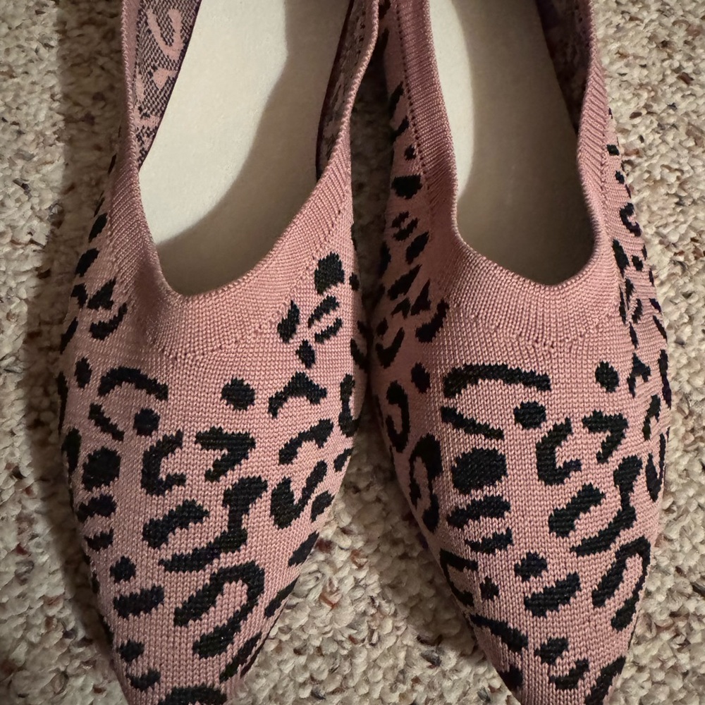 New knit animal print flats.